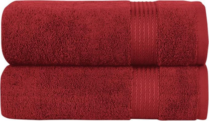 Elegant Comfort Premium Turkish Cotton 2 Pack Bath Towel Set - 27 x 54 inch, Luxurious Hotel Spa Quality 100% Turkish Cotton 2PC Bath Towel Set - Highly Absorbent - Soft Bathroom Towels, Burgundy