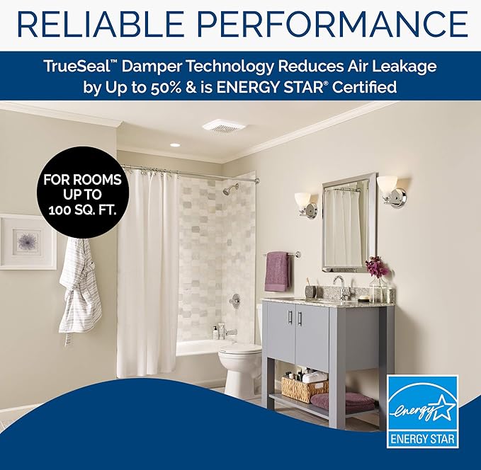 Broan-NuTone 791LEDM Ventilation Fan with LED Light and Roomside Installation & AE110 Invent Flex ENERGY STAR Qualified Single-Speed Ventilation Fan