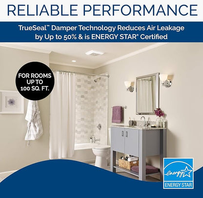 Broan-NuTone 791LEDM Ventilation Fan with LED Light and Roomside Installation & AE110 Invent Flex ENERGY STAR Qualified Single-Speed Ventilation Fan