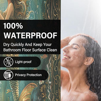 Fantasy Green Mermaid Shower Curtains,Ocean Theme Fish Shower Curtain,Romantic Waterproof Polyester Bath Curtain for Daughter Girl Women,Mermaid Bathroom Decor for Nautical Style,72x72 Inch