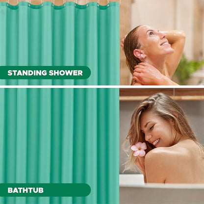 Fabric Shower Curtain Liner 72"W x 84"L-Teal Extra Long Shower Liners | Hotel Quality Water Resistant Machine Washable Shower Liner-Cloth Polyester Light Weight High Ceilings Bathroom Curtain Liner