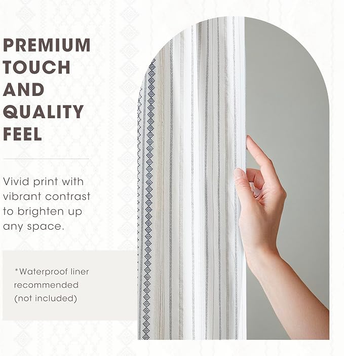 INK+IVY Tufted Chenille 100% Cotton Shower Curtains Machine Washable, Modern Home Bathroom Décor Bathtub Privacy Screen, 72" W x 72" L, White/Navy (Pack of 4)