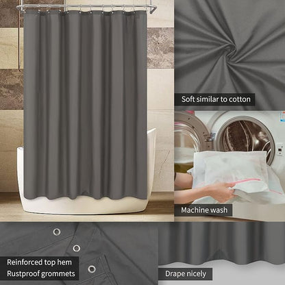 ALYVIA SPRING Stall Waterproof Shower Curtain or Liner Dark Gray, 36x72 | 2 Magnets, Soft Cloth & Hotel Quality, Machine Washable, Light-Weight, Stall Size