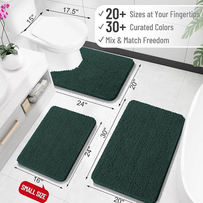 OLANLY Large Bathroom Rugs 59x35, Extra Soft Absorbent Chenille Bath Rugs | Blackish Green, Quick-Drying Rubber Backing, Washable Bath Mat for Bathroom Floor, Tub and Shower, Home Decor Accessories