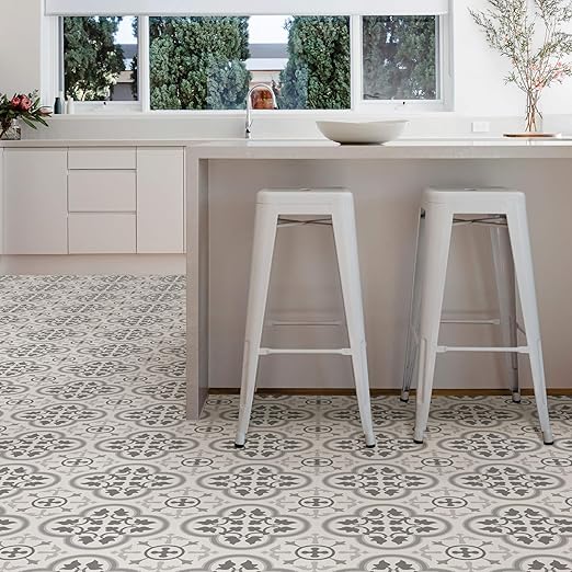 FloorPops FP2953 Remy Peel & Stick Floor Tiles, Grey