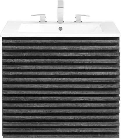 Modway Render 24" Wall-Mount Bathroom Vanity in Charcoal White