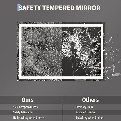 GarveeHome 45x30 LED Bathroom Mirror with Lights, Dimmable, Anti-Fog, Backlit + Front Lit, Lighted Bathroom Vanity Mirror for Wall, Memory Function, Shatter-Proof (Horizontal/Vertical)