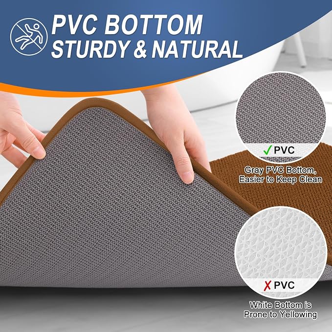 OLANLY Thick Memory Foam Bathroom Rugs 30x20, Absorbent Bath Mat, Ochre | Soft Quick Dry Bath Rugs, Non-Slip, Machine Washable Carpet for Bathroom Floor, Tub and Shower, Home Decor Accessories