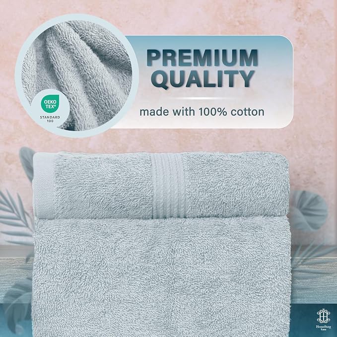 Luxe 2-Piece Bath Towel Set – Large Soft Cotton Towels, Absorbent, Durable & Skin-Friendly, Machine Washable, 27 x 54 in (Ice Blue)
