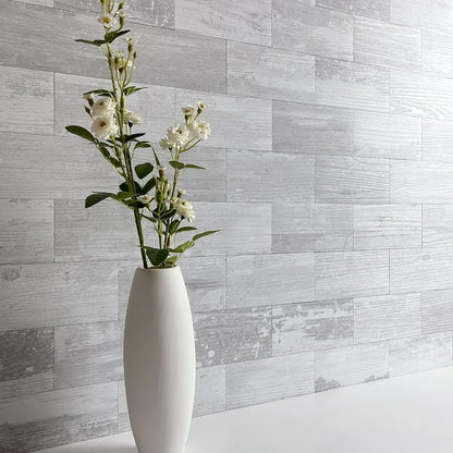 AULIGET 100 Piece Peel and Stick Backsplash PVC Tile, 3 Inch x 6 Inch White Birch Stick on Wall Tiles for Backsplash Kitchen, Bathroom, Laundry Room, Camper, Fireplace