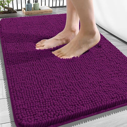 OLANLY Bathroom Rugs 34x21, Extra Soft Absorbent Chenille Bath Rugs | Purple, Quick-Drying Rubber Backing, Machine Washable Bath Mat for Bathroom Floor, Tub and Shower, Home Decor Accessories