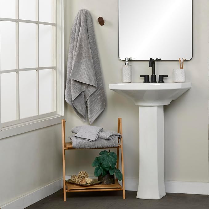 SKL Home CloudSoft Bath Towel, 100% Cotton Luxury, Gray | Premium spa-level quality. 600 GSM weight. Ultra plush & absorbent.