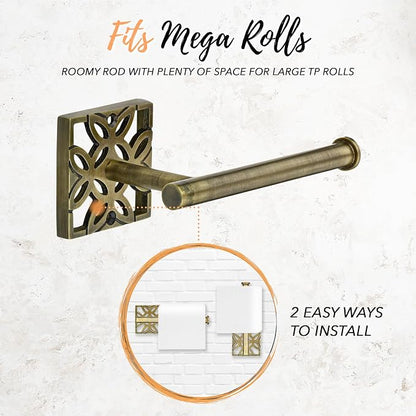 Autumn Alley 5 PC Vintage Brass Bathroom Accessories Set, Wall Mounted – Towel Racks for Bathroom, Bathroom Accessories, Bathroom Hardware Set, Brass Toilet Paper Holder, Towel Ring, Towel Hook