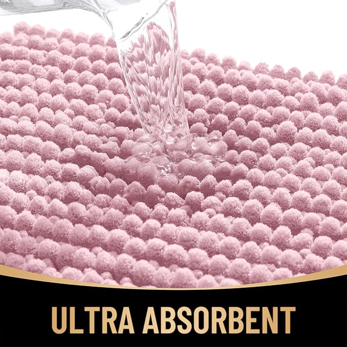 OLANLY Thick Chenille Large Bathroom Rugs Mats 40x32, Dusty Rose | Soft Absorbent Bath Rugs, Rubber Backing, Machine Wash Dry, Bath Mats for Bathroom, Tub and Shower, Home Decor Accessories