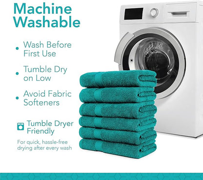 Pleasant Home Bath Towels Set of 6 (24” x 50”) 100% Cotton, 515 GSM | Lightweight, Soft & Highly Absorbent Luxury Towels for Bathroom | for Gym, Pool & Spa | 6 Pack, Teal