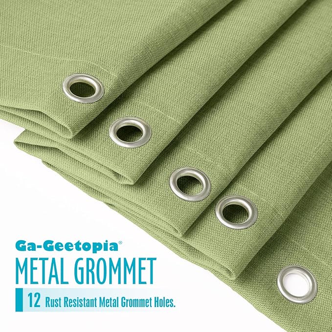 Ga-Geetopia Linen Textured Shower Curtain Set with Hooks, Hotel Luxury, Weighted Hem, 72W x 72L, Sage Green