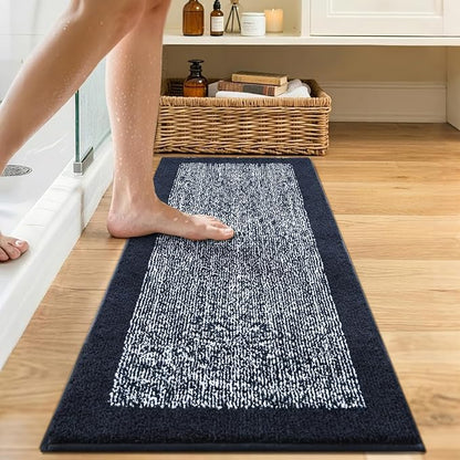 Bathroom Rugs 48x17 Non Slip Washable, Bath Mat for Bathroom Floor Tub, Soft Absorbent Quick Dry Mats for Shower, Bathtub,Home Decor(Dark Blue)