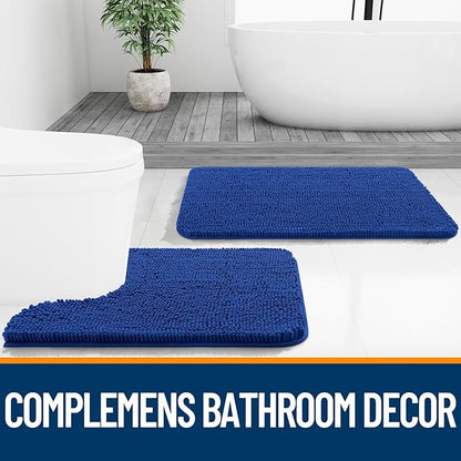 OLANLY Bathroom Runner Rugs 59x24, Extra Soft Absorbent Chenille Bath Rugs | Royal Blue, Quick-Drying Rubber Backing, Washable Long Bath Mat for Bathroom Floor, Tub and Shower, Home Decor Accessories