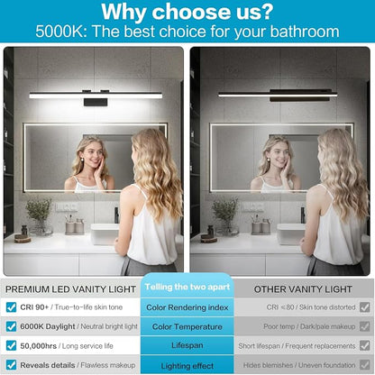 SOLFART Modern LED Vanity Lights 47.2 Inch Bathroom Light Fixtures Over Mirror Fixture Matt Black Finishing Light Strip 8778-ND