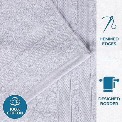 Superior Ultra-Soft 3-Piece Cotton Towel Set, Daily Use for Bathroom, Guest Room, Quick Dry, Set Includes 1 Bath Towel, 1 Hand Towel, and 1 Washcloth, Essential Plush Towels for Home - Silver