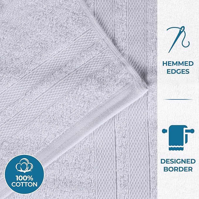 Superior Ultra-Soft 4-Piece Cotton Bath Towel Set, Home Essentials Includes 4 Bath Towels, Absorbent Towels for Daily Use, Guest/Master Bathroom Decor, Shower Basics, Quick Dry - Silver
