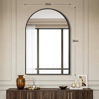AMOISE Arched Bathroom Mirror for wall, 2Pack 36"x24" Vanity Mirror, Black | Metal Frame, HD Glass, Over Sink Mirror for Bathroom, Entryway, Living Room & Bedroom