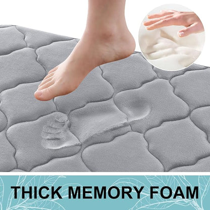OLANLY Memory Foam Bath Mat Rug 59x34, Ultra Soft and Absorbent Bathroom Rugs, Non-Slip, Comfortable, Machine Washable Bath Carpet for Bathroom Floor, Tub, Shower and Home Decor Accessories, Grey