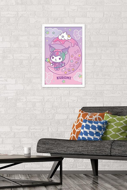 Trends International Hello Kitty and Friends: 24 Dreamland - Kuromi Wall Poster, 22.4L x 14.7W, White Framed Version