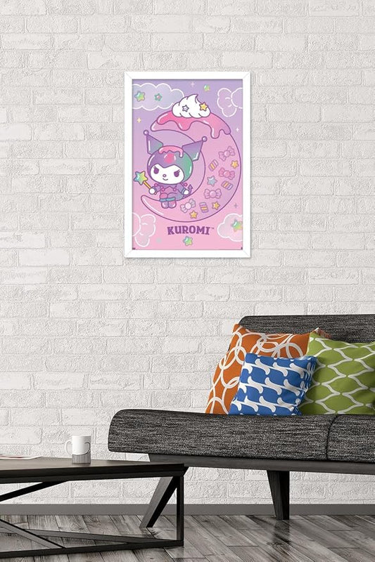 Trends International Hello Kitty and Friends: 24 Dreamland - Kuromi Wall Poster, 22.4L x 14.7W, White Framed Version