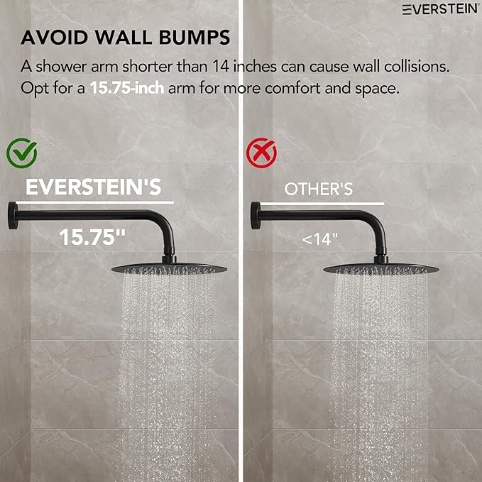 10" High-Pressure Rainfall Shower System with Handheld Spray, Wall Mount Bathroom Shower Faucet Set (Matte Black)