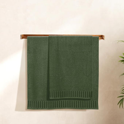 Cotton 2 Pack Oversized Bath Towel Set 28x55 inches, Large Bath Towels, Ultra Absorbant Compact Quickdry & Lightweight Towel, Ideal for Gym Travel Camp Pool - Olive Green
