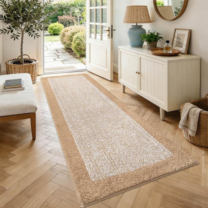 70x24 Long Bathroom Rugs Washable Non Slip, Beige Bath Mat for Bathroom Floor Tub, Soft Absorbent Quick Dry Mats for Shower, Bathtub,Home Decor