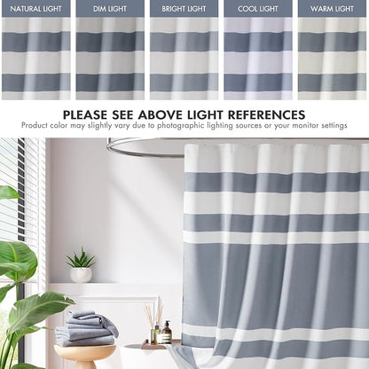Madison Park Spa Waffle Shower Curtain for Bathroom, 72 x 72, Indigo Blue | Striped, Pieced Fabric Design, 3M Scotchgard Moisture Management, Hotel Quality, Modern, for Bathroom, OEKO-TEX Certified