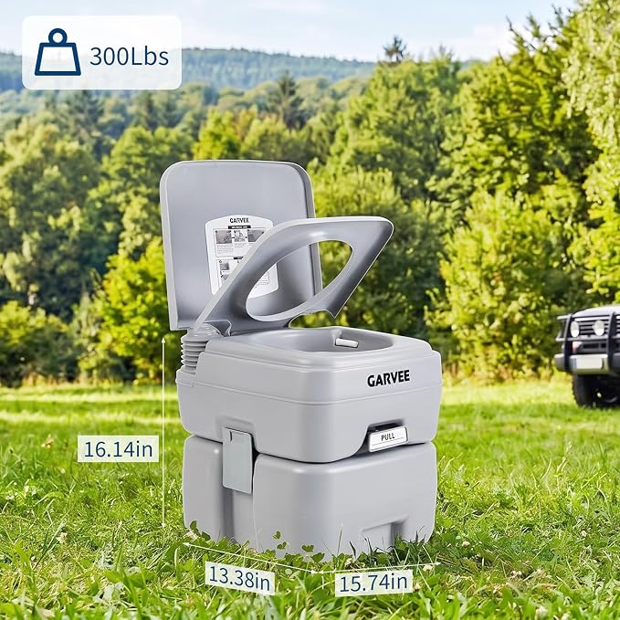 5.3 Gallon Portable Toilet for Camping, with Carry Bag & Detachable Tank, Ideal for Boat, Truck & RV Use, Gray