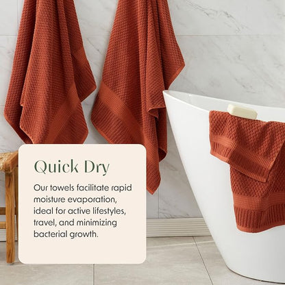 100% Cotton 6 Piece Bath Towel Set | Clay Towels | Oeko‑TEX Standard 100 | Soft & Absorbent, Quick‑Dry | Trinity Collection - Baked Clay