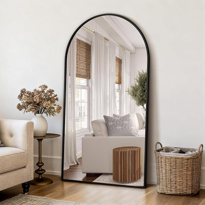 Arched Bathroom Mirror for Wall, 55" x 30" Metal Frame Vanity Mirror, Black | Aluminium Alloy Frame, HD Shatterproof Glass, Hanging or Leaning, for Bathroom Over Sink , Entryway, Bedroom, Living Room