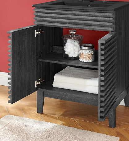 Modway Render 24" Bathroom Vanity with Sink in Charcoal Black
