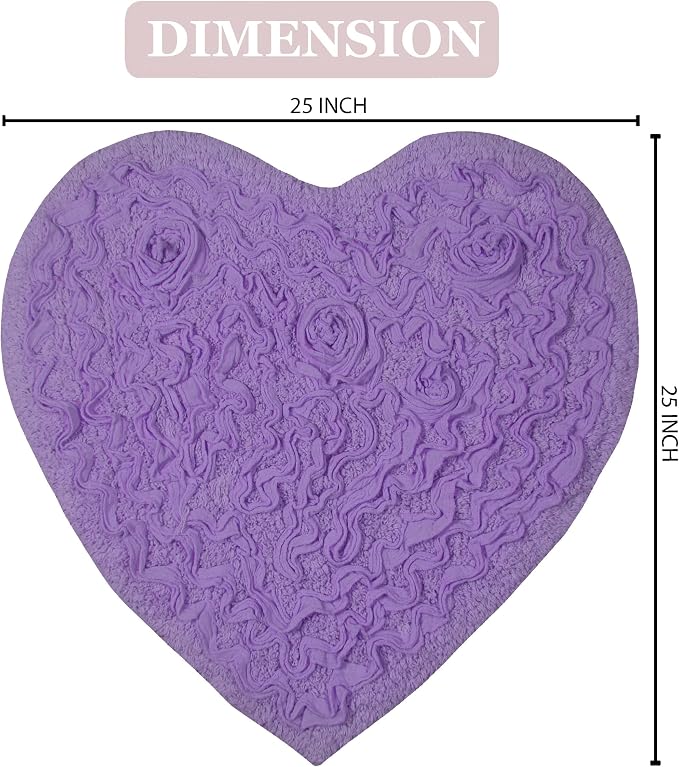 Home Weavers Bell Flower Collection 100% Cotton Tufted Bath Rugs, Extra Soft and Absorbent Bath Rugs, Non-Slip Bath Mats, Machine Washable, Bath Mats for Bathroom Floor and Tub, 25"x25" Heart, Purple