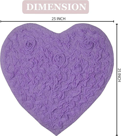 Home Weavers Bell Flower Collection 100% Cotton Tufted Bath Rugs, Extra Soft and Absorbent Bath Rugs, Non-Slip Bath Mats, Machine Washable, Bath Mats for Bathroom Floor and Tub, 25"x25" Heart, Purple