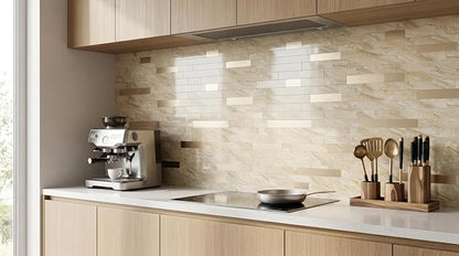 Yipscazo 2026 New Upgrade Peel and Stick Backsplash, Stick on Backsplash Tiles for Kitchen, Bathroom, Fireplace (20 Sheets, Polished Beige Yellow)