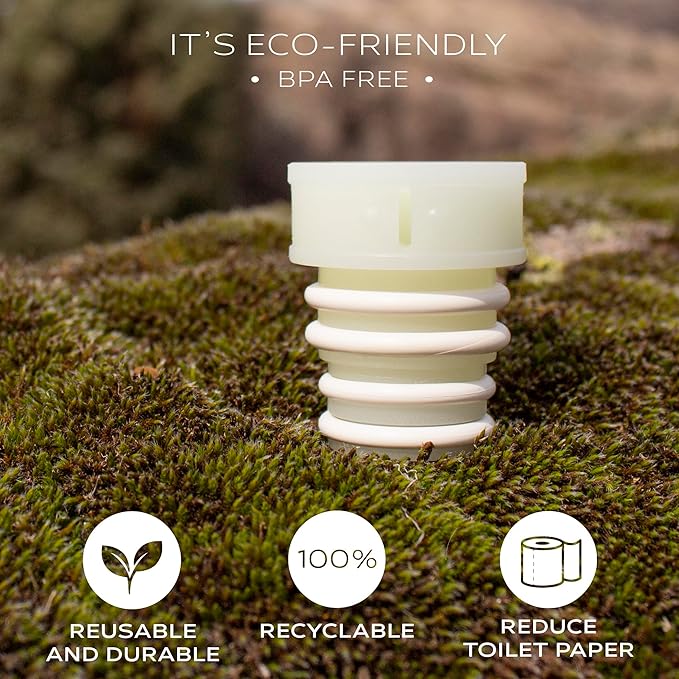 CuloClean Portable Bidet for Toilet, Travel, or Camping. Compatible with Every Bottle. Discreet, Sanitary or Travel Shower. Attachable Stopper. Backcountry Bidet Nozzle (4pcs Glow in The Dark)