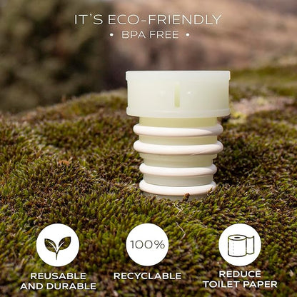 CuloClean Portable Bidet for Toilet, Travel, or Camping. Compatible with Every Bottle. Discreet, Sanitary or Travel Shower. Attachable Stopper. Backcountry Bidet Nozzle (4pcs Glow in The Dark)