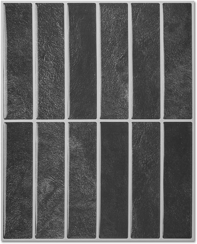 LONGKING 10-Sheet Smoky Black Peel and Stick Backsplash Tiles for Kitchen Wall, Kitchen Backsplash Wall Tile, Waterproof Back Splash Stick on Tiles for Bathroom | Peel and stick backsplash, self-adhesive wall tile, Black, waterproof, kitchen bathroom w...