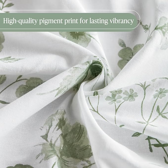 Martha Stewart 100% Cotton Floral Shower Curtain, 72 x 72, Sage Green | Martha's Garden Series, Botanical Floral Print, Spa Quality Modern, Machine Washable, Modern Bathroom Curtains