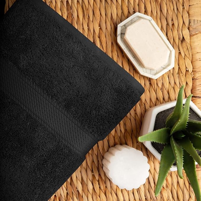 Superior Egyptian Cotton Ultra Plush & Absorbent, 10 Piece Set, Black | Quick Dry, Soft Luxury Towel Set, Bath Essentials, Guest Bath, Spa, 2 Bath, 4 Hand, 4 Face Towels, Madeline Towels