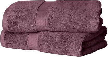 SUPERIOR Egyptian Cotton Plush & Absorbent, Bath Towel Set of 2, Plum | Quick Dry, Soft Luxury Towel Set, Bath Essentials for Bathroom, Guest Bath, Spa, 2 Piece Bath, Madeline Towels