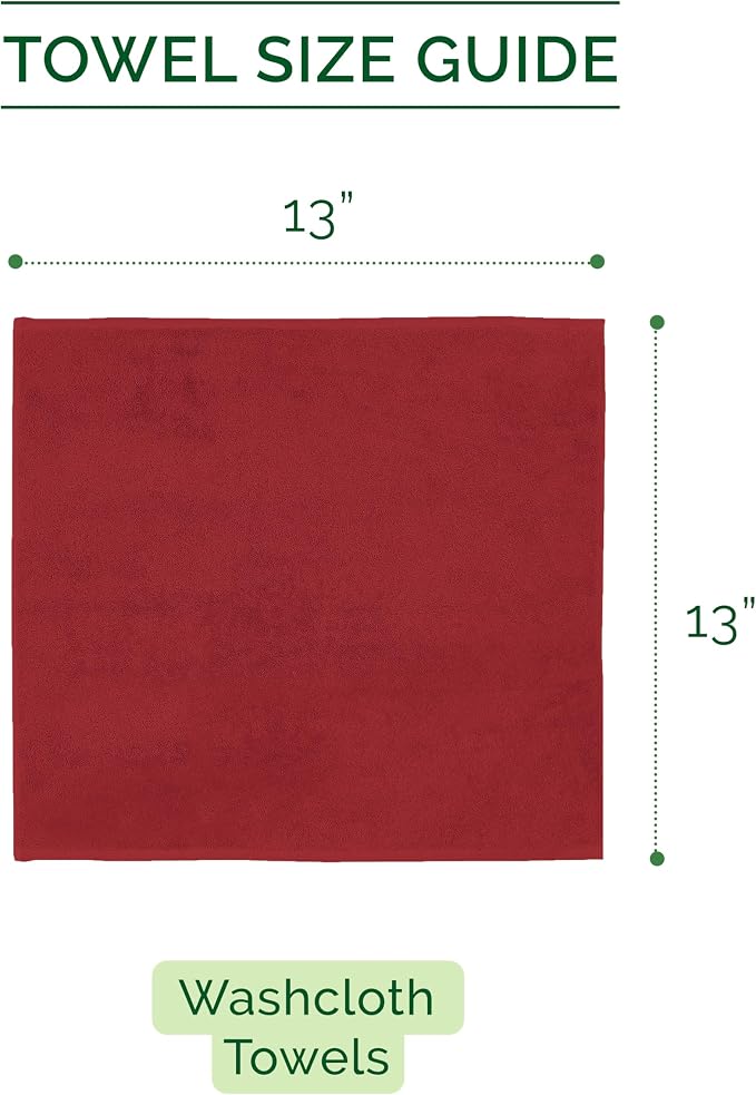 Elegant Comfort 100% Turkish Cotton Corduroy Ribbed Luxury Washcloths 6 Pack Soft 13 x 13 Inch - Higly Absorbent, Durable, Quick Dry, Spa Premium Hotel Quality for Bathroom or Travel, Burgundy