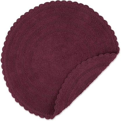 DII Crochet Collection Reversible Bath Mat, Round, 27.5" Diameter, Wine