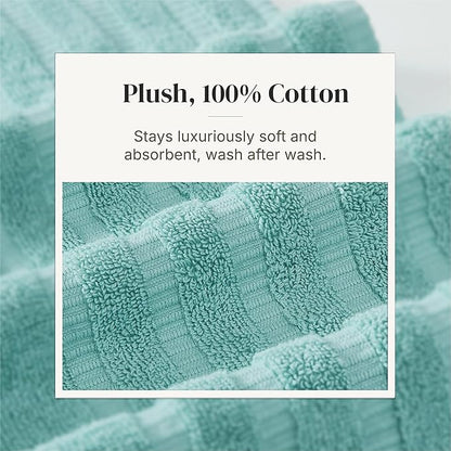 Modern Threads 6 Piece Bath Towel Set – Bathroom Set with 2 Bath Towels, 2 Hand Towels, and 2 Wash Cloths – 100% Cotton, Super Absorbent & Extra Soft – Reversible Classic Diamond (Aqua)