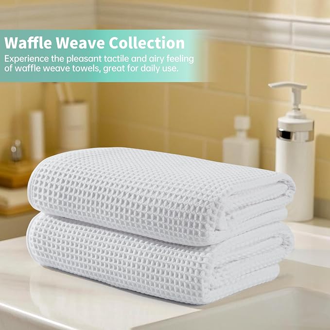 MICROFI New Microfiber Waffle Bath Towels, 2 Pieces, Oversized, Soft, Absorbent, Fast Drying, Lint Free 430 GSM (30''x60''/76cm x 152cm)